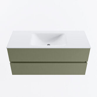 Mondiaz VICA 110cm badmeubel onderkast Army 2 lades. Wastafel CLOUD midden 1 kraangat, kleur Talc.