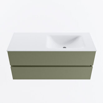 Mondiaz VICA 110cm badmeubel onderkast Army 2 lades. Wastafel CLOUD rechts 1 kraangat, kleur Talc.