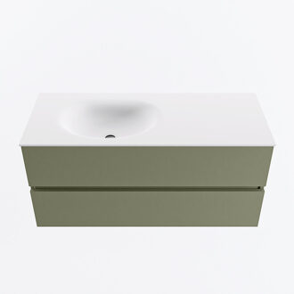 Mondiaz VICA 110cm badmeubel onderkast Army 2 lades. Wastafel MOON links 1 kraangat, kleur Talc.