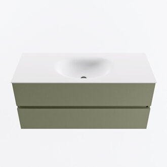 Mondiaz VICA 110cm badmeubel onderkast Army 2 lades. Wastafel MOON midden 1 kraangat, kleur Talc.