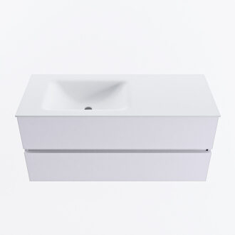 Mondiaz VICA 110cm badmeubel onderkast Cale 2 lades. Wastafel CLOUD links 1 kraangat, kleur Talc.