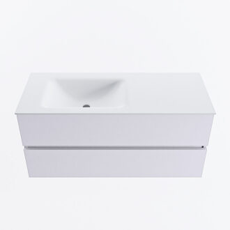 Mondiaz VICA 110cm badmeubel onderkast Cale 2 lades. Wastafel CLOUD links zonder kraangat, kleur Talc.