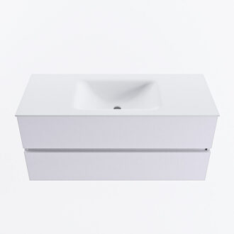 Mondiaz VICA 110cm badmeubel onderkast Cale 2 lades. Wastafel CLOUD midden zonder kraangat, kleur Talc.