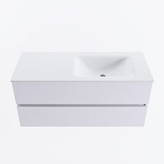 Mondiaz VICA 110cm badmeubel onderkast Cale 2 lades. Wastafel CLOUD rechts zonder kraangat, kleur Talc.