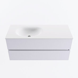 Mondiaz VICA 110cm badmeubel onderkast Cale 2 lades. Wastafel MOON links 1 kraangat, kleur Talc.