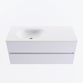 Mondiaz VICA 110cm badmeubel onderkast Cale 2 lades. Wastafel MOON links zonder kraangat, kleur Talc.