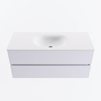 Mondiaz VICA 110cm badmeubel onderkast Cale 2 lades. Wastafel MOON midden 1 kraangat, kleur Talc.