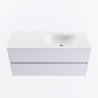 Mondiaz VICA 110cm badmeubel onderkast Cale 2 lades. Wastafel MOON rechts 1 kraangat, kleur Talc.