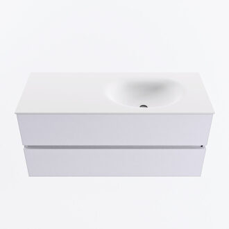 Mondiaz VICA 110cm badmeubel onderkast Cale 2 lades. Wastafel MOON rechts zonder kraangat, kleur Talc.