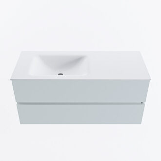 Mondiaz VICA 110cm badmeubel onderkast Clay 2 lades. Wastafel CLOUD links zonder kraangat, kleur Talc.