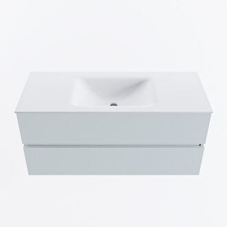 Mondiaz VICA 110cm badmeubel onderkast Clay 2 lades. Wastafel CLOUD midden zonder kraangat, kleur Talc.