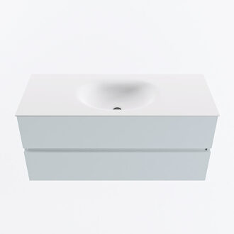 Mondiaz VICA 110cm badmeubel onderkast Clay 2 lades. Wastafel MOON midden 1 kraangat, kleur Talc.