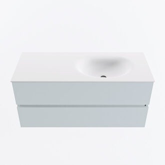 Mondiaz VICA 110cm badmeubel onderkast Clay 2 lades. Wastafel MOON rechts zonder kraangat, kleur Talc.