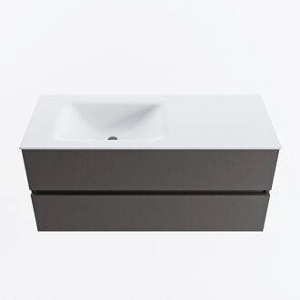 Mondiaz VICA 110cm badmeubel onderkast Dark Grey 2 lades. Wastafel CLOUD links 1 kraangat, kleur Talc.