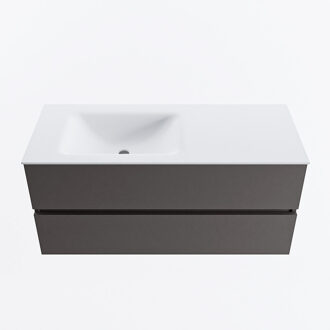 Mondiaz VICA 110cm badmeubel onderkast Dark Grey 2 lades. Wastafel CLOUD links zonder kraangat, kleur Talc.