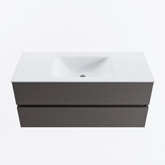 Mondiaz VICA 110cm badmeubel onderkast Dark Grey 2 lades. Wastafel CLOUD midden 1 kraangat, kleur Talc.