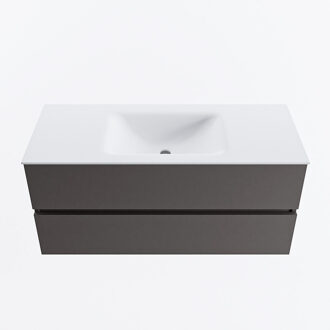 Mondiaz VICA 110cm badmeubel onderkast Dark Grey 2 lades. Wastafel CLOUD midden zonder kraangat, kleur Talc.