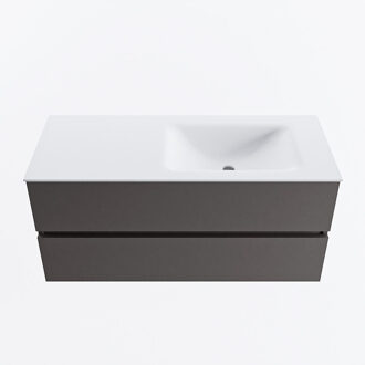 Mondiaz VICA 110cm badmeubel onderkast Dark Grey 2 lades. Wastafel CLOUD rechts 1 kraangat, kleur Talc.