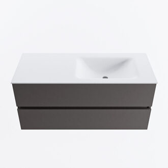 Mondiaz VICA 110cm badmeubel onderkast Dark Grey 2 lades. Wastafel CLOUD rechts zonder kraangat, kleur Talc.
