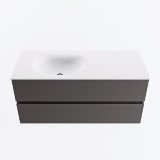 Mondiaz VICA 110cm badmeubel onderkast Dark Grey 2 lades. Wastafel MOON links 1 kraangat, kleur Talc.