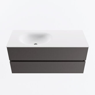 Mondiaz VICA 110cm badmeubel onderkast Dark Grey 2 lades. Wastafel MOON links zonder kraangat, kleur Talc.