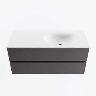 Mondiaz VICA 110cm badmeubel onderkast Dark Grey 2 lades. Wastafel MOON rechts zonder kraangat, kleur Talc.