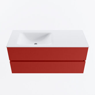 Mondiaz VICA 110cm badmeubel onderkast Fire 2 lades. Wastafel CLOUD links 1 kraangat, kleur Talc.