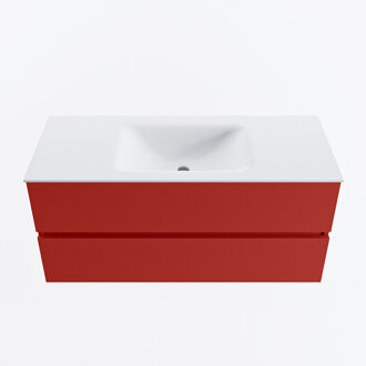 Mondiaz VICA 110cm badmeubel onderkast Fire 2 lades. Wastafel CLOUD midden 1 kraangat, kleur Talc.