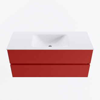 Mondiaz VICA 110cm badmeubel onderkast Fire 2 lades. Wastafel CLOUD midden zonder kraangat, kleur Talc.