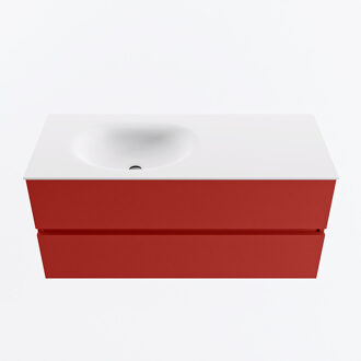 Mondiaz VICA 110cm badmeubel onderkast Fire 2 lades. Wastafel MOON links 1 kraangat, kleur Talc.