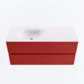 Mondiaz VICA 110cm badmeubel onderkast Fire 2 lades. Wastafel MOON links zonder kraangat, kleur Talc.