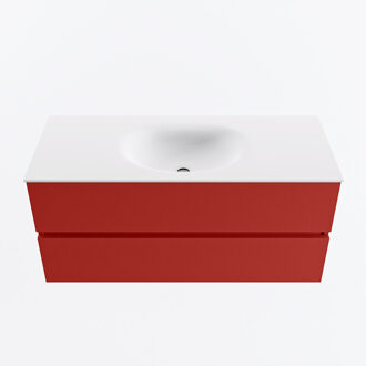 Mondiaz VICA 110cm badmeubel onderkast Fire 2 lades. Wastafel MOON midden 1 kraangat, kleur Talc.