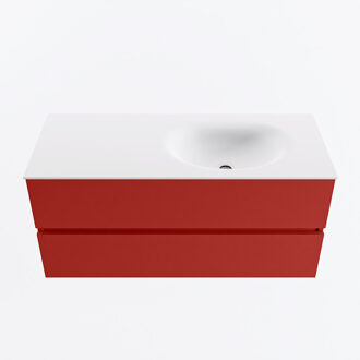 Mondiaz VICA 110cm badmeubel onderkast Fire 2 lades. Wastafel MOON rechts 1 kraangat, kleur Talc.