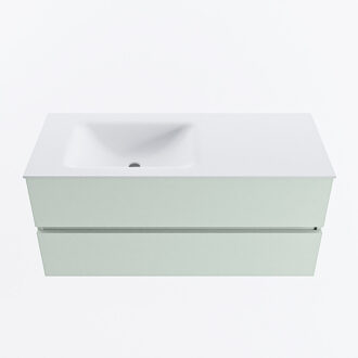 Mondiaz VICA 110cm badmeubel onderkast Greey 2 lades. Wastafel CLOUD links 1 kraangat, kleur Talc.