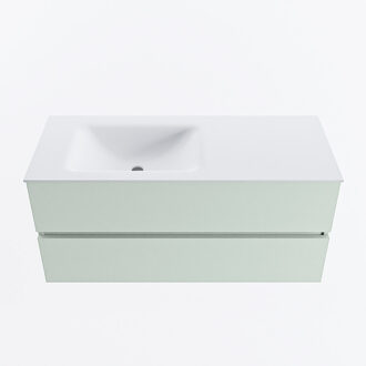 Mondiaz VICA 110cm badmeubel onderkast Greey 2 lades. Wastafel CLOUD links zonder kraangat, kleur Talc.