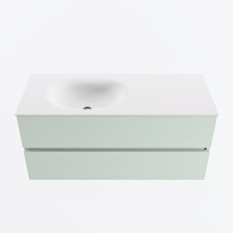 Mondiaz VICA 110cm badmeubel onderkast Greey 2 lades. Wastafel MOON links 1 kraangat, kleur Talc.