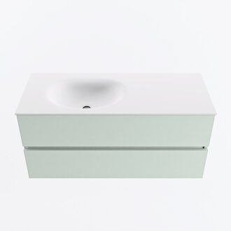 Mondiaz VICA 110cm badmeubel onderkast Greey 2 lades. Wastafel MOON links zonder kraangat, kleur Talc.