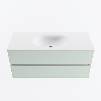 Mondiaz VICA 110cm badmeubel onderkast Greey 2 lades. Wastafel MOON midden 1 kraangat, kleur Talc.