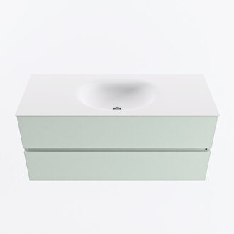 Mondiaz VICA 110cm badmeubel onderkast Greey 2 lades. Wastafel MOON midden zonder kraangat, kleur Talc.