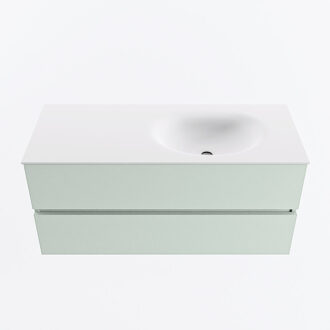 Mondiaz VICA 110cm badmeubel onderkast Greey 2 lades. Wastafel MOON rechts zonder kraangat, kleur Talc.