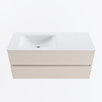 Mondiaz VICA 110cm badmeubel onderkast Linen 2 lades. Wastafel CLOUD links 1 kraangat, kleur Talc.