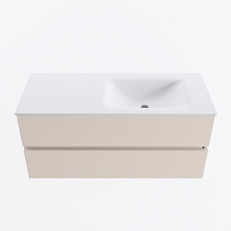 Mondiaz VICA 110cm badmeubel onderkast Linen 2 lades. Wastafel CLOUD rechts 1 kraangat, kleur Talc.