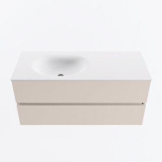 Mondiaz VICA 110cm badmeubel onderkast Linen 2 lades. Wastafel MOON links 1 kraangat, kleur Talc.