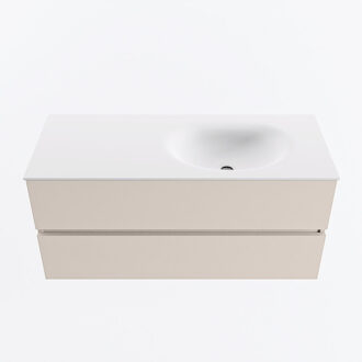 Mondiaz VICA 110cm badmeubel onderkast Linen 2 lades. Wastafel MOON rechts 1 kraangat, kleur Talc.