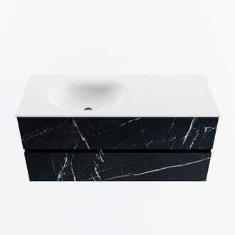 Mondiaz VICA 110cm badmeubel onderkast Marquina 2 lades. Wastafel MOON links zonder kraangat, kleur Talc.