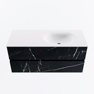 Mondiaz VICA 110cm badmeubel onderkast Marquina 2 lades. Wastafel MOON rechts 1 kraangat, kleur Talc.