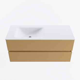 Mondiaz VICA 110cm badmeubel onderkast Oro 2 lades. Wastafel CLOUD links 1 kraangat, kleur Talc.