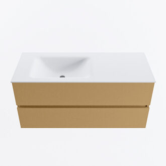 Mondiaz VICA 110cm badmeubel onderkast Oro 2 lades. Wastafel CLOUD links zonder kraangat, kleur Talc.