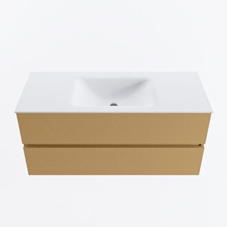 Mondiaz VICA 110cm badmeubel onderkast Oro 2 lades. Wastafel CLOUD midden 1 kraangat, kleur Talc.