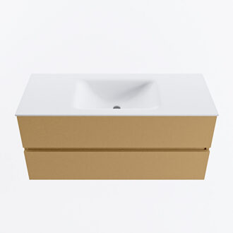 Mondiaz VICA 110cm badmeubel onderkast Oro 2 lades. Wastafel CLOUD midden zonder kraangat, kleur Talc.